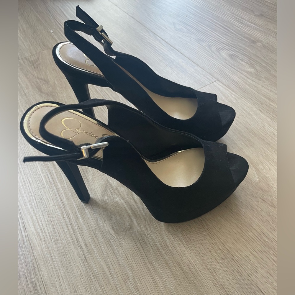 Black Jessica Simpson Peep Toe Pumps